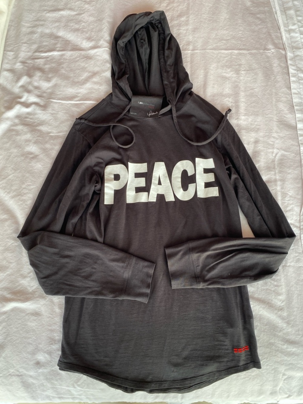 Black 'I Am PEACE' Hooded Long Sleeve Lightweight Hoodie